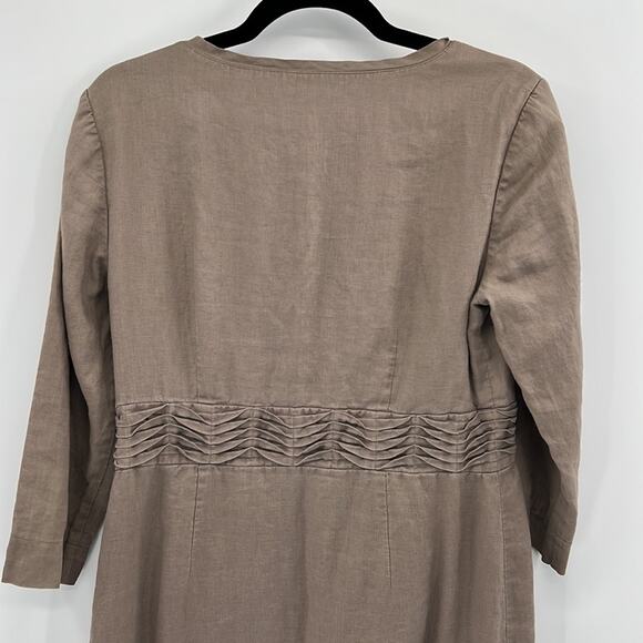 Boden Linen Faux Wrap Dress - Tan - 8 - Picture 6 of 7